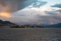 Lake - Lago Maggiore, Italy: Sunset light seen from Isola dei Pescatori Royalty Free Stock Photo