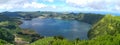 Lagoa Azul, view from Northern point, Miradouro das Cumeeiras, Sete Cidades, Sao Miguel Island, Azores, Portugal Royalty Free Stock Photo