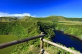 Landscape with Lagoa Funda and Lagoa Comprida on Flores Island Royalty Free Stock Photo