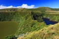 Landscape with Lagoa Funda and Lagoa Comprida on Flores Island Royalty Free Stock Photo