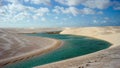 Lagoon and dunes at Grandes Lencois, Lencois Maranhenses National Park, Maranhao, Brazil Royalty Free Stock Photo