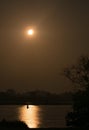 Lagoon fishing under moon light Royalty Free Stock Photo