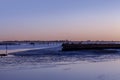 Lagoon of Marano Lagunare, view towards the city of Lignano. Royalty Free Stock Photo