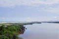 Lagoon, sand strip and beach in Barra Velha, Santa Catarina. Brazil.