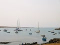 The lagoon with small fishing boats and other nautical vessels Royalty Free Stock Photo