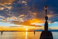 Lagoon and Venezia Mestre at sunset , Italy