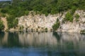 Lagoon Zakrzowek in an old limestone quarry, emerald water, Krakow, Poland