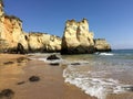 Lagos, algarve, portugal beach with tall cliffs Royalty Free Stock Photo