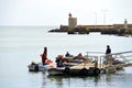 Lagos, Algarve, Portugal - October 28, 2015: Boats on the Bensafrim river in Lagos harbour Royalty Free Stock Photo