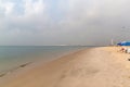 Lagos beaches; Oniru beach Victoria Island on a mid morning with harmattan haze Royalty Free Stock Photo