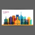 Lagos city architecture silhouette. Colorful skyline.