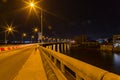 Ikoyi Lekki link suspension bridge Lagos Nigeria at night with view of the lagoon. Royalty Free Stock Photo