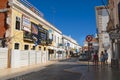 View to the street with historical buildings in downtown Lagos, Portugal. Royalty Free Stock Photo