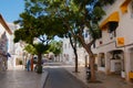 View to the street with historical buildings in downtown Lagos, Portugal. Royalty Free Stock Photo