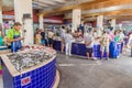 LAGOS, PORTUGAL - OCTOBER 6, 2017: Fish stalls in Mercado Municipal Municipal Market in Lagos, Portuga