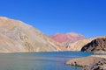 Laguna Agua Negra lagoon with andean mountains at the road to the Paso Agua De Negra, Elqui valley, Vicuna, Chile Royalty Free Stock Photo