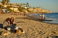 Two friends enjoy the shore