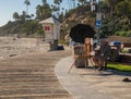 Artist paints beach at laguna beach boardwalk Royalty Free Stock Photo