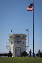 Iconic Laguna Beach lifeguard tower on a sunny winter day Royalty Free Stock Photo