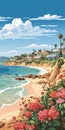 Laguna Beach Scene Illustration