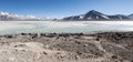 Laguna Blanca White lagoon and Licancabur volcano, Bolivia Royalty Free Stock Photo