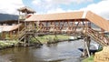 Laguna de la Cocha at El Encano with wooden briges and stilt houses near Pasto, Colombia. Royalty Free Stock Photo