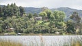 Laguna de la Cocha at El Encano with wooden briges and stilt houses near Pasto, Colombia. Royalty Free Stock Photo