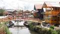 Laguna de la Cocha at El Encano with wooden briges and stilt houses near Pasto, Colombia. Royalty Free Stock Photo