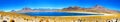 Panorama of Laguna Miscanti and volcanos Miniques, Chile Royalty Free Stock Photo