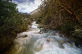 Laguna Paron creek in Cordillera blanca near Huaraz in Peru