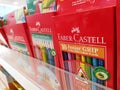 Faber Castell colored pencils for sale at a bookstore or department store Royalty Free Stock Photo