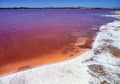 Laguna Salada in Torrevieja, Spain. Pink Salted lake. Salinas Natural Park.