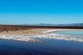 The Lagunas Escondidas hidden altiplanic lagoons of Baltinache : salt lakes in Salar of Atacama desert, Chile Royalty Free Stock Photo