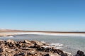 The Lagunas Escondidas hidden altiplanic lagoons of Baltinache : salt lakes in Salar of Atacama desert, Chile Royalty Free Stock Photo