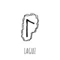 Laguz rune written on a stone. Vector illustration. Isolated on white Royalty Free Stock Photo