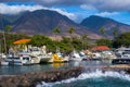 Lahaina Marina, West Maui Mountains Royalty Free Stock Photo