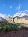 Lahaul and Spiti, Himachal Pradesh, India - 14 September 2021 : Camera Shooting Nature, Shooting concept in Mountains Royalty Free Stock Photo