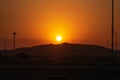 Sunset over Lahbab desert red ridges Dubai  UAE Royalty Free Stock Photo