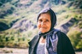 Portrait of old woman living in the oldest building in Lahich, located on the mountain in Lahic