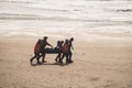 Lahinch, Ireland / OCTOBER 1 2022: Irish coast guard, beach rescue mission