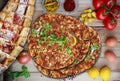 Lahmacun and pita. Turkish food.