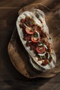 Lahmacun - turkish pizza on a wood background close up Royalty Free Stock Photo