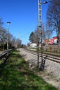 Lahnstein, Germany - 03 24 2021: Lahn valley railroad in Lahnstein