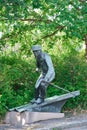 Sculpture `Hiihtajapatsas` - `Skier statue` near a Lahti Stadium. Sculptor Viktor Jansson 1938
