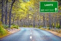 LAHTI road sign against clear blue sky Royalty Free Stock Photo