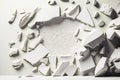 Laid out in form of circle of white shards and stones in futuristic 3D art abstract