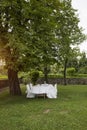 Laid-out wedding table at the park Royalty Free Stock Photo