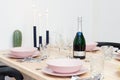 Laid table with bottle of sekt Royalty Free Stock Photo
