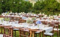 Laid tables for the gala dinner