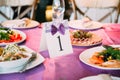 A laid wedding banquet table